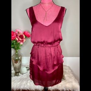 Silky Burgundy Peplum Dress